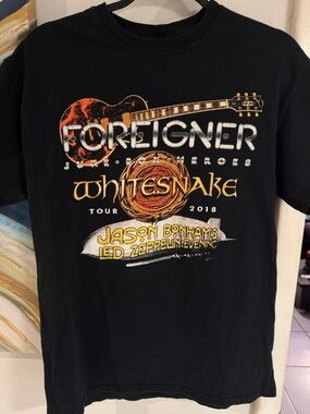 Whitesnake x Foreigner Black Graphic Band T-Shirt